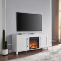 Hudson & Canal Chabot Rectangular TV Stand with Log Fireplace for 65 in. TV White TV1431